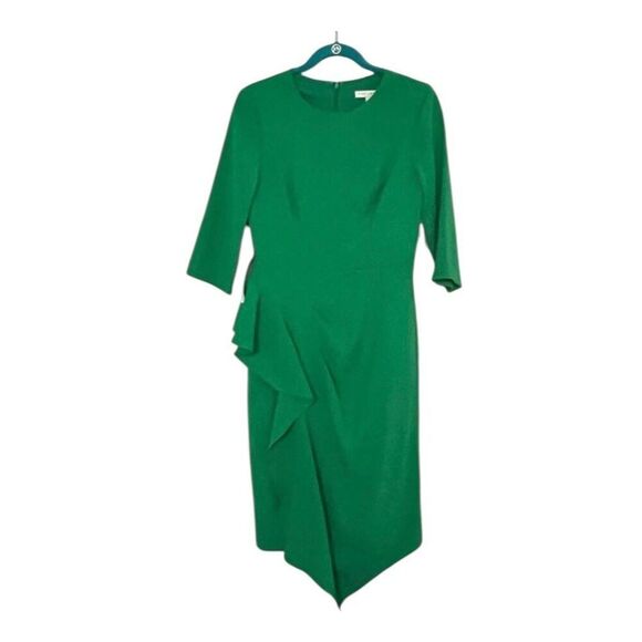 ✨Kay Unger Esther Stretch Crêpe Cocktail Green Sz 6 Dress✨ - Picture 5 of 8